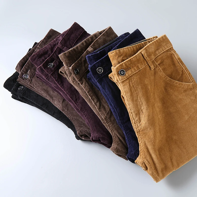 6 Color Men's Thick Corduroy Casual Pants 2023 Winter New Style Business Fashion Stretch Regular Fit Trousers Male Brand Clothes