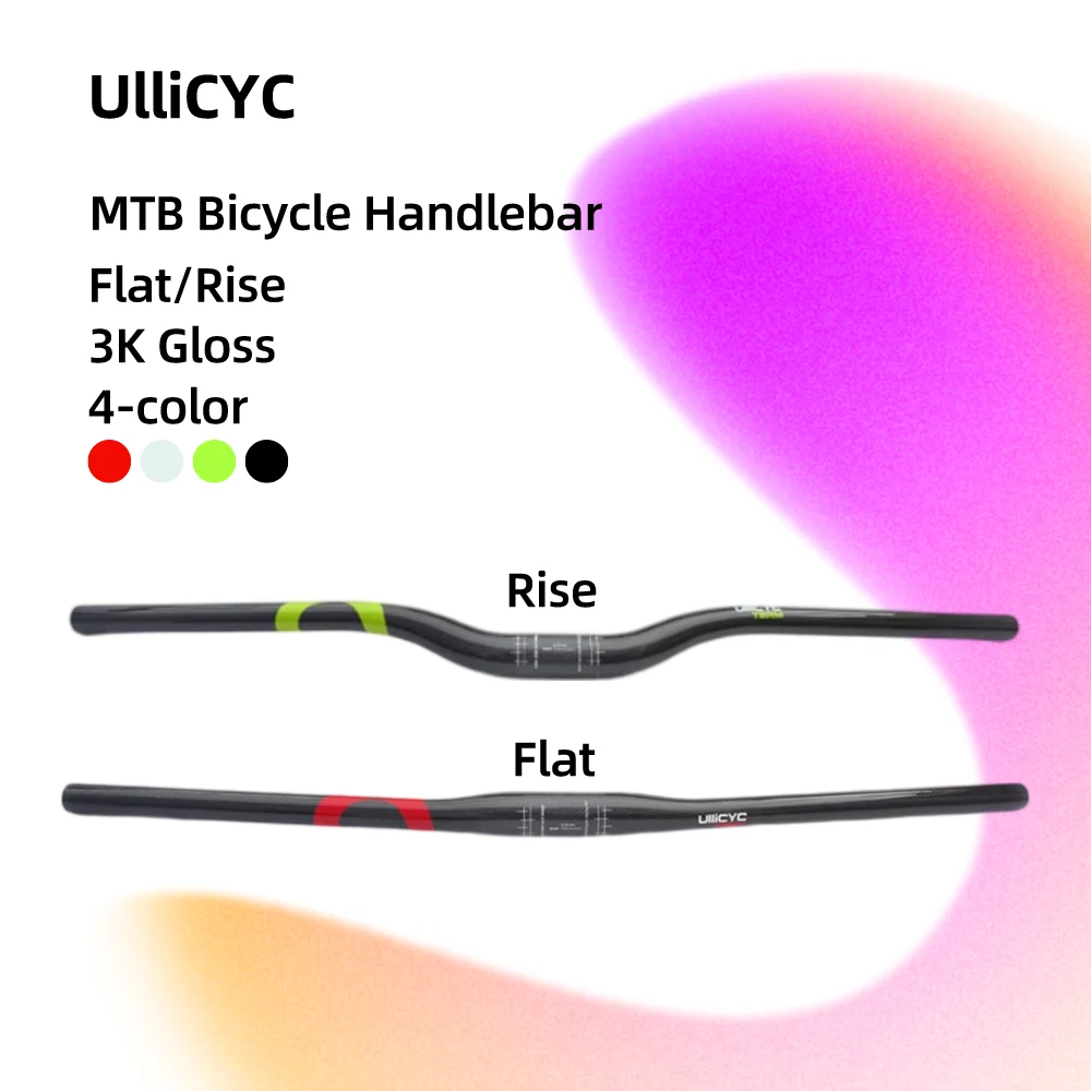 

Colorful 3K Glossy Full Carbon Fiber MTB Bicycle Straight Flat/ Rise Handlebar Mountain Bike Handlebar 31.8*600-740mm