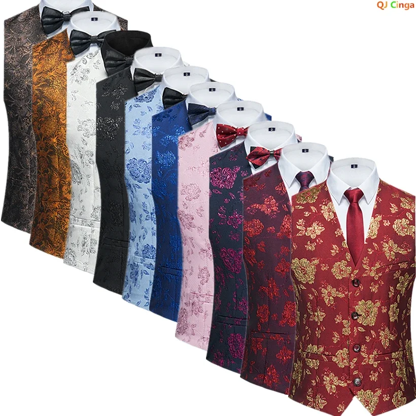 

Gold-Red Men's Suit Vests, Single Breasted Sleeveless V-Neck Vest Jacket, Asian Size Wedding Party Waistcoat, Blue,White,Black