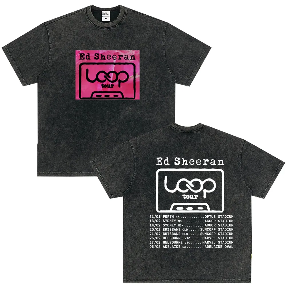 

Ed Sheeran Loop Tour Австралия и Новая Зеландия 2026 Tour потертые футболки для мужчин и женщин модная хлопковая одежда высокого качества в стиле хип-хоп