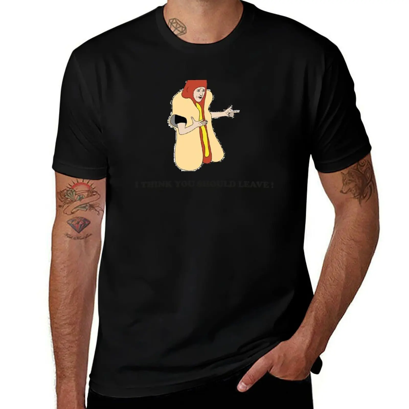 Hot Dog Car Crash I think you should leave Tim Robinson T-Shirt Basic Solid Color Short Sleeve Cotton Top T-Shirt