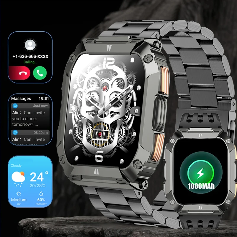 

Новые часы со сверхдлительным режимом ожидания, 1000 мАч, 1,95 дюйма, AMOLED-экран, BT Call, умные часы для мужчин, уличный фонарик, спортивный фитнес-браслет для мужчин