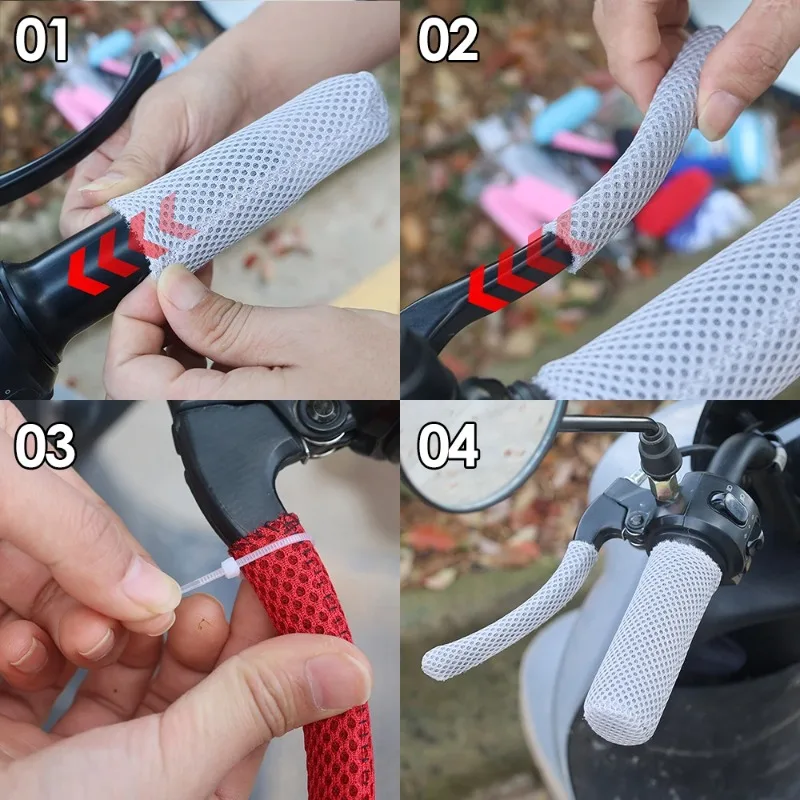 Motorcycle Grips Handle Bar Universal Summmer Bike Motocross Motorbike Electric Vehicle Ice Breathable Grip Handlebars 4pcs/set