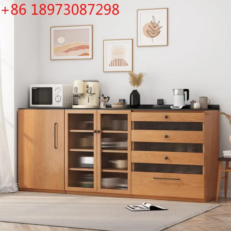 

Nordic solid wood dining side home living room rock slab cabinet dining room simple wall storage locker