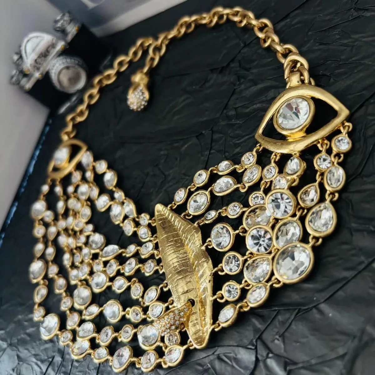 Europe Top Quality Droplet Crystal Lip Multi Layer Luxury Necklace Women Fashion Party Dinner Jewelry