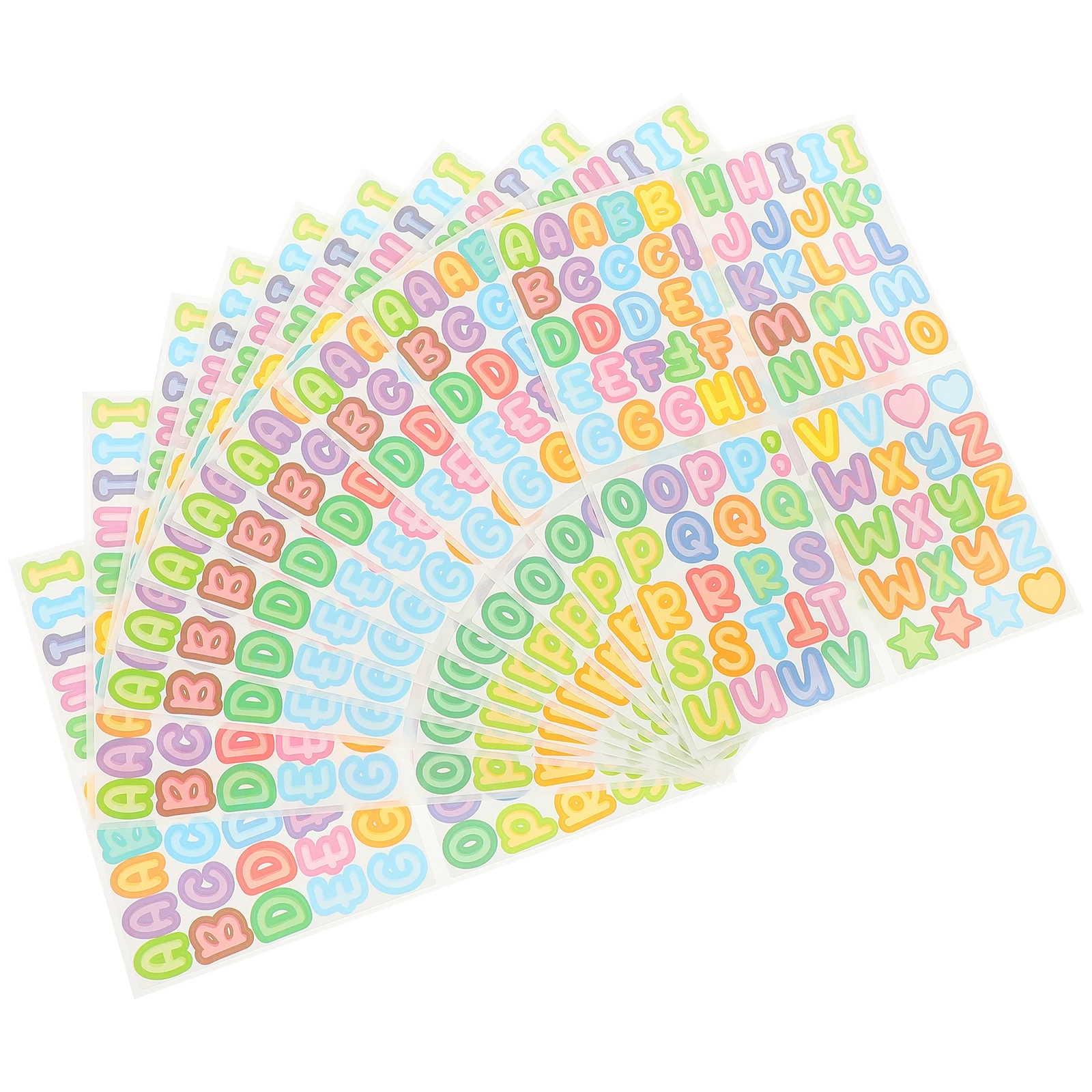 

10SheetsAlphabetStickersColorfulEnglishLetterDecalsforCraftsDIYSuppliesStudentUseGiftBoxMailboxCartoonJournal