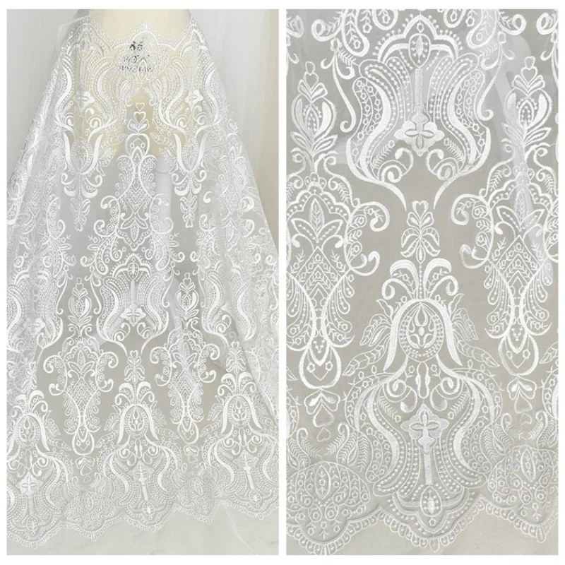 Embroidered Lace Tulle Fabric for DIY Sewing Handmade Wedding Dress Veil Accessories Decoration Clothing Fashion Cloth