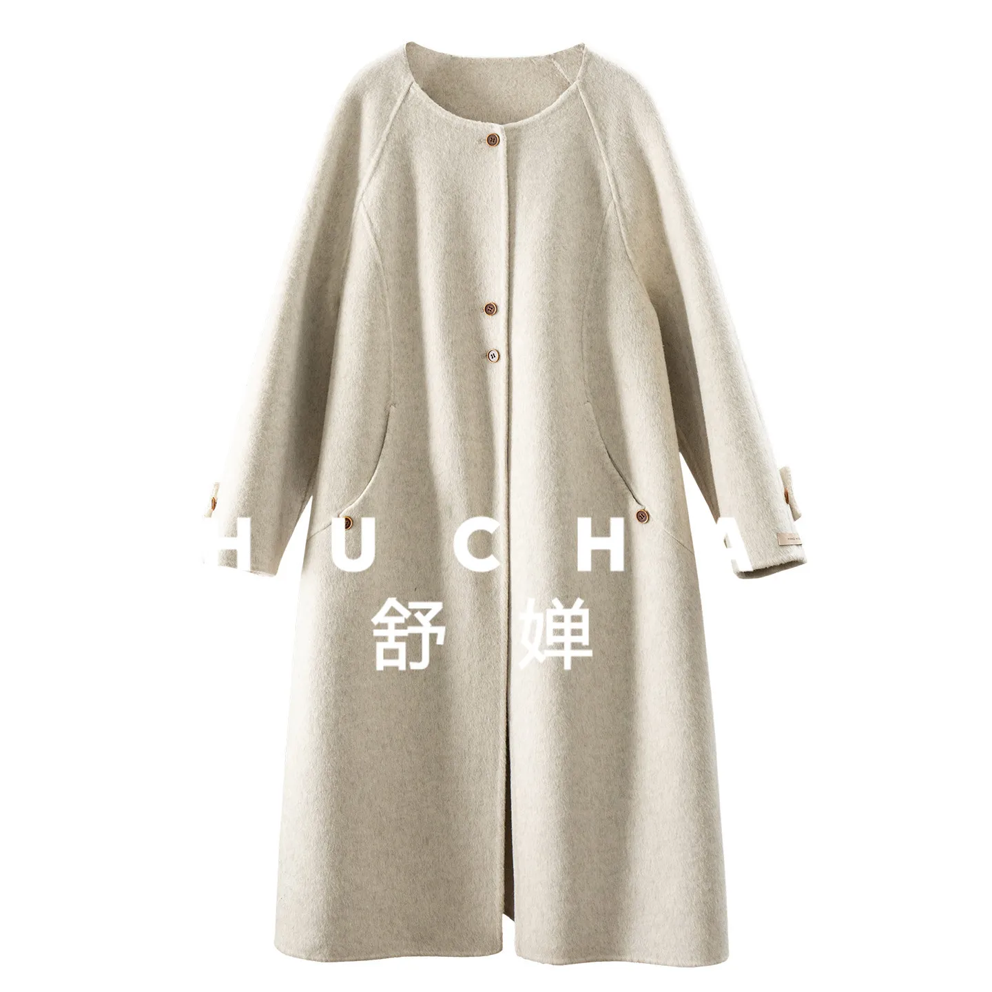 

Light Luxury Retro 100 Wool Crew Neck Double-sided Woolen Coat H68F0 Casacos De Inverno Feminino