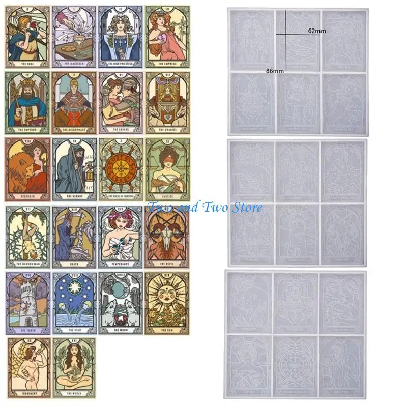 HX6F Playing Game Cards Epoxy Resin Mold Divination Cards Silicone Mould DIY Crafts Jewelry Decoration Casting Tools