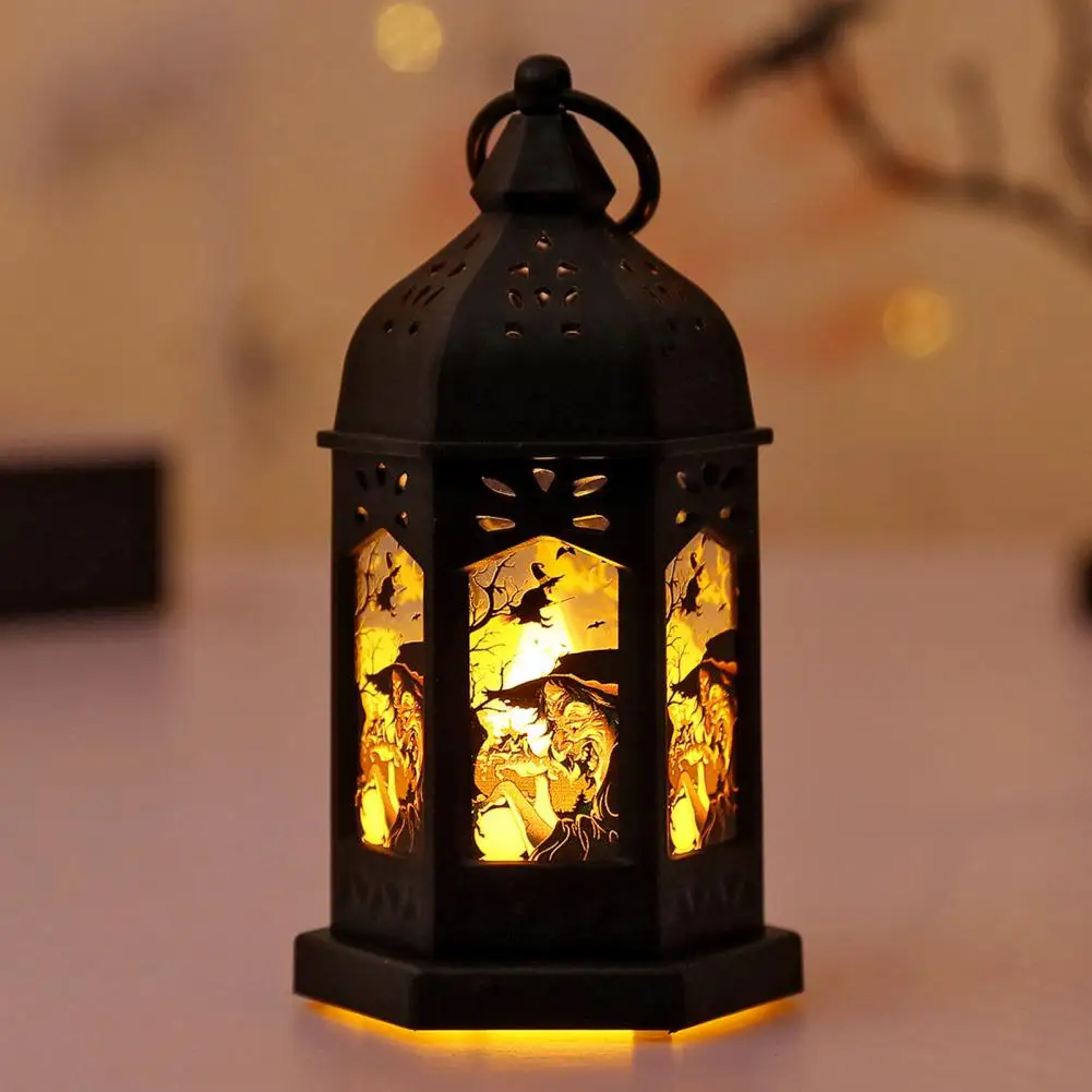 Mini Decorative Lantern Halloween Castle Flame Lanterns Battery Operated Led Lights for Spooky Table Decor Mini for Halloween