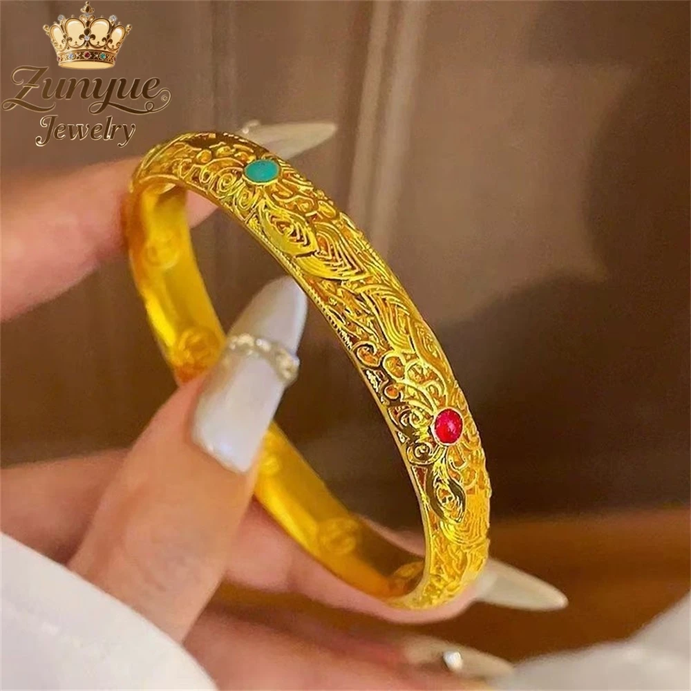 

Sand Gold Flower Filigree Enamel Bracelet Luxury Quality Jewelry Fashion Jewelry Best Selling Exquisite Elegant Popular Charms