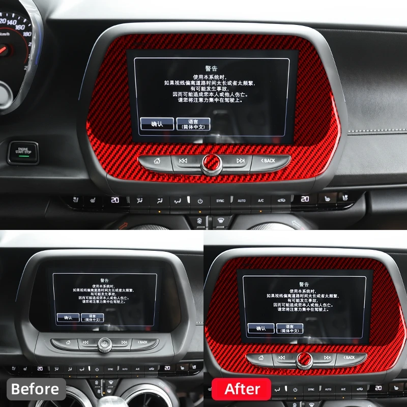 

Для Chevrolet Camaro 2017-2022 аксессуары из углеродного волокна интерьер автомобиля центральная навигация украшение рамка наклейка накладка