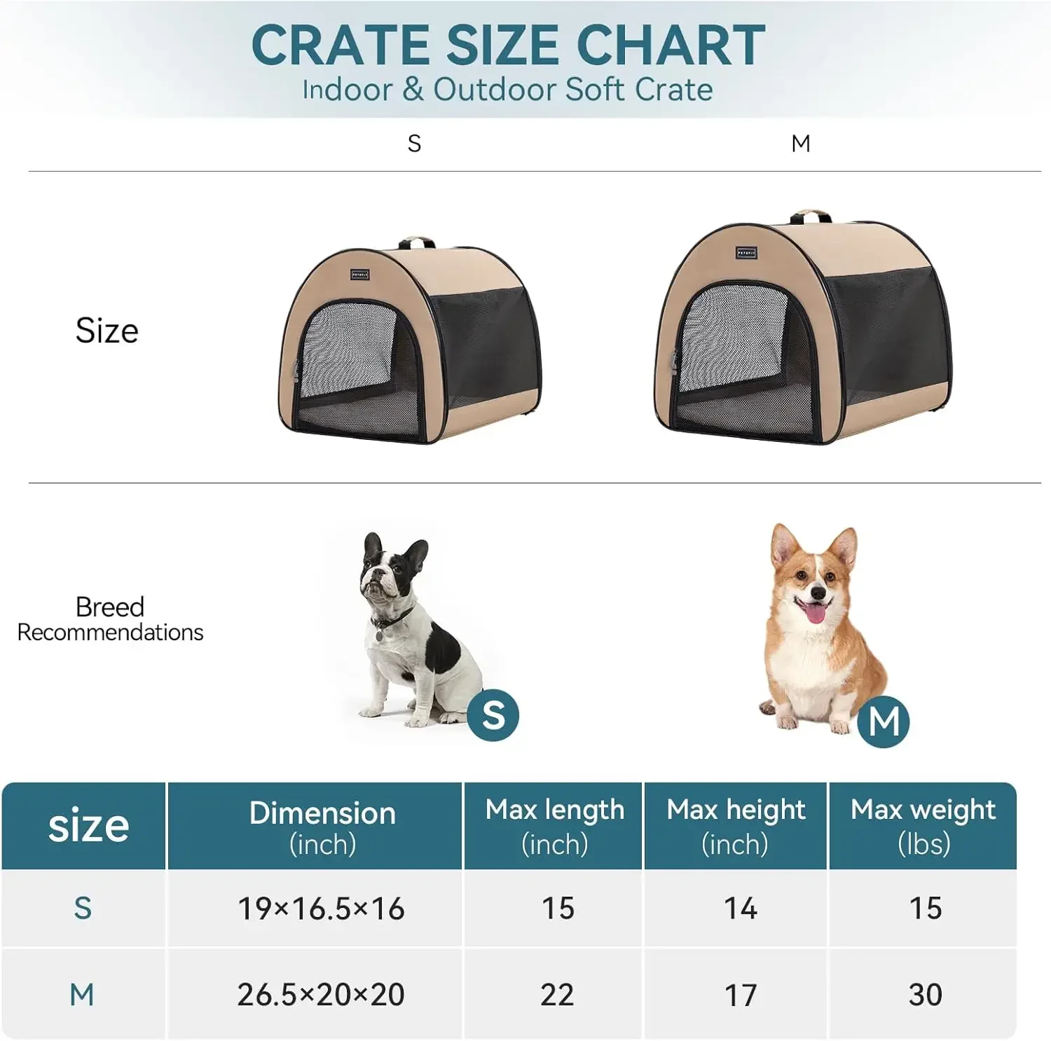 Soft Dog Crate for Small Dogs, Arch Design Escape Proof Collapsible& Portable Soft Sided Dog Kennel with Handle,19.5 Inc