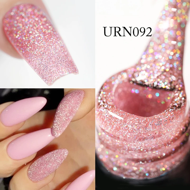 UR SUGAR 7.5ml Glitter Sequins Nail Gel Polish Pink Blue Sliver Summer  UV Led Nail Gel Bling Soak Off Nail Art Gel Varnish