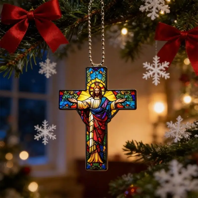 Acrylic Crosses Christian Christmas Ornament Religious Christmas Ornament Gift 55KF