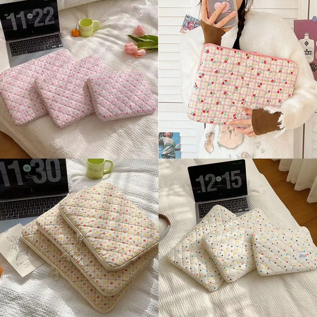 Flower Laptop Sleeve Tablet Carry Case 11 13 14 15 Inch Cover For Macbook Air Samsung Dell Lenovo Ipad Pro 10.9 Notebook Pouch