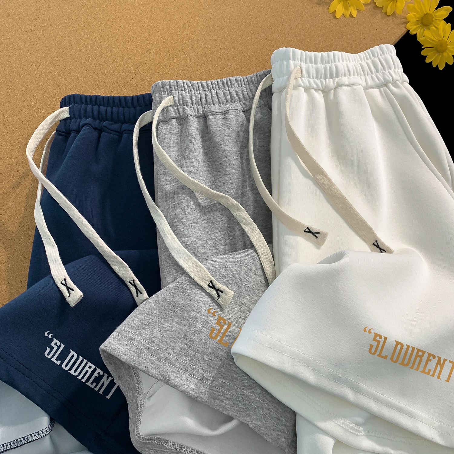 

Men's Summer Faion Loose Baskeall Sport Pants Straight Leg Casual Mid-Length orts Comfortable Breathable Thin Material