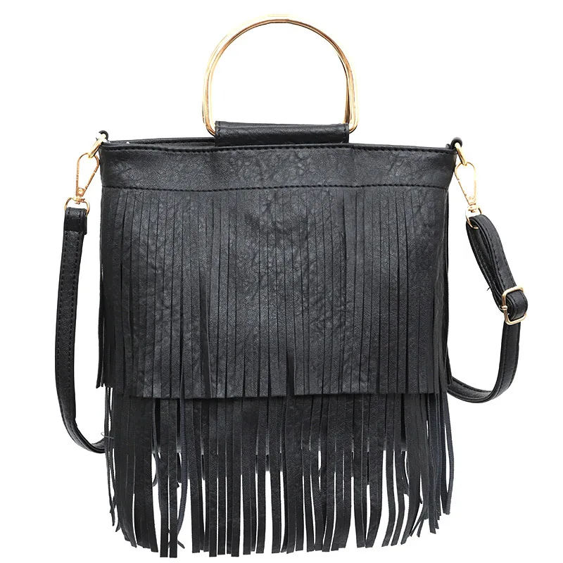 Women Fringe Tassel Crossbody Bag Ladies Leather Shoulder Bags 2024 Summer Woman Hobo Retro Handbag Bolsa Feminina Tote Bag Sac