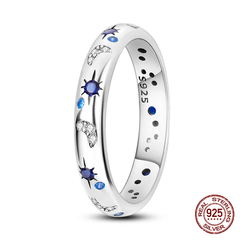 Women's 925 Sterling Silver Simple Zircon Dazzling Galaxy Ring
