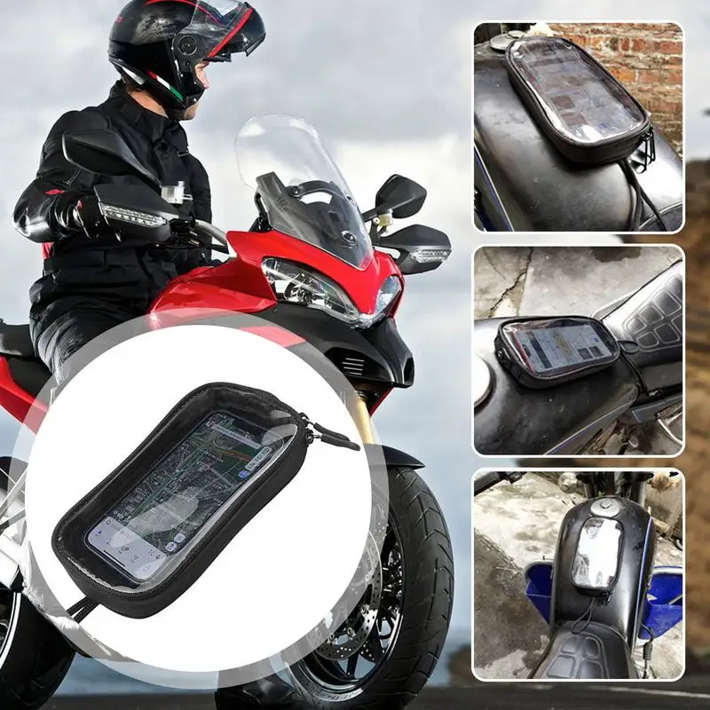 Motorcycle Phone Tank Bag Mobile Phone Seat Bag With Headphone Jack Motorcycles Front Tank Bag Strong Magnetic Pouch For