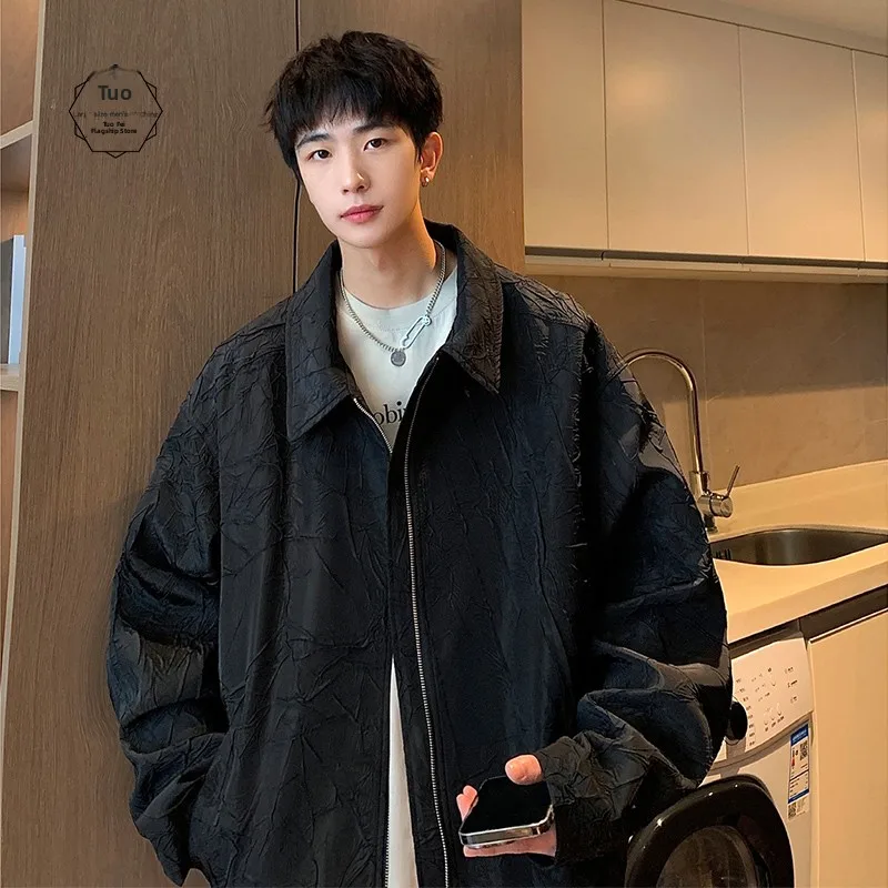 

Мужская куртка-пилот в стиле барокко для весны и осени, оверсайз, с воротником, рабочая одежда, модная, молодежная, длинная, свободного кроя