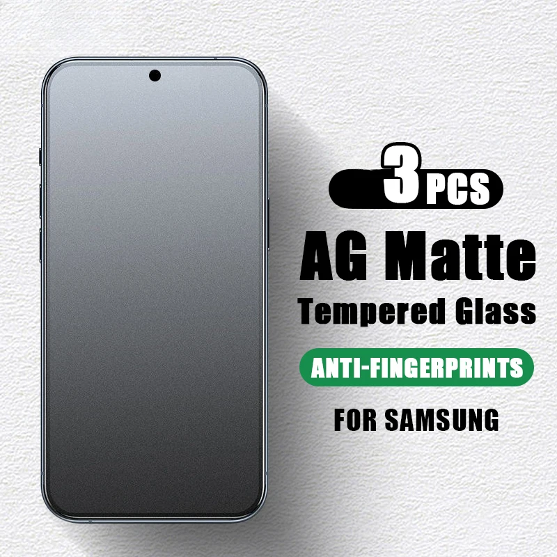 

3Pcs Matte Tempered Glass For Samsung Galaxy A55 A35 A25 A15 A05S M55 M15 C55 Screen Protectors For Samsung A53 A52S A51 A50