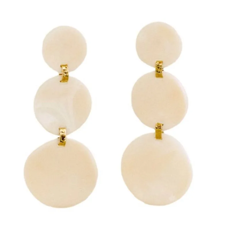 Trendy Vintage Women Tassel Round Resin Earrings Unique Niche Elegant High quality Exaggerated Earrings
