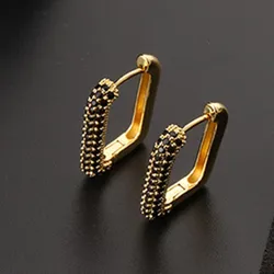 Women's earrings plated with 18k gold claw set with emerald crystal zircon oval ear clips, popular and fashionable jewelry