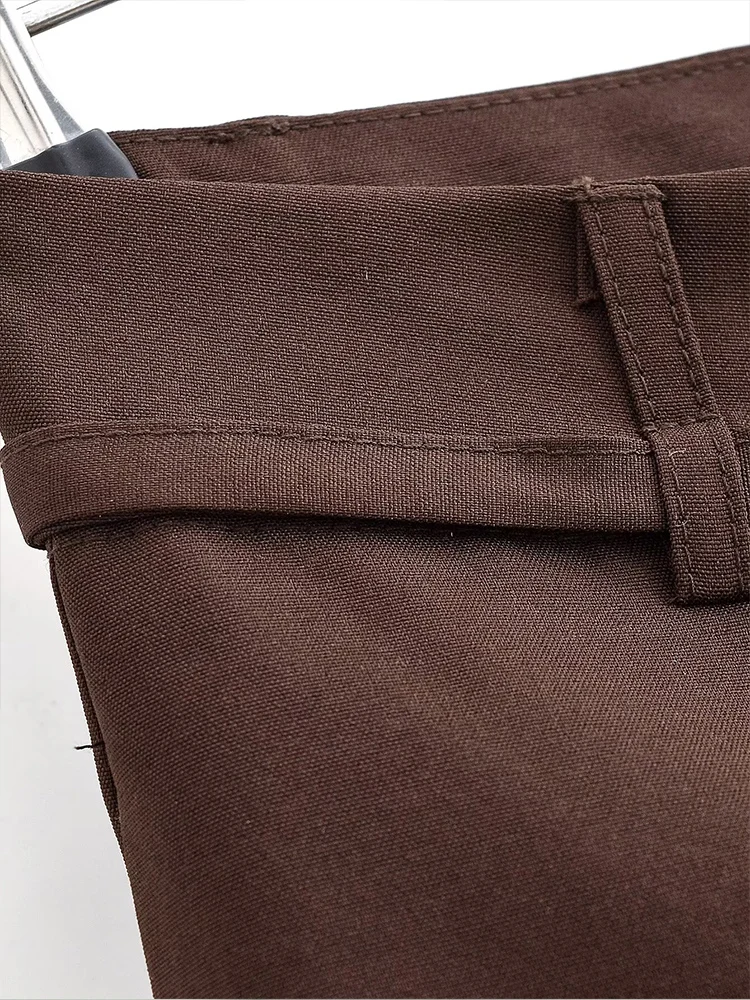 أزياء نسائية جديدة على الطراز الأوروبي متعددة الاستخدامات وأنيقة بلون سادة وحزام مطوي عالي الخصر وفضفاض