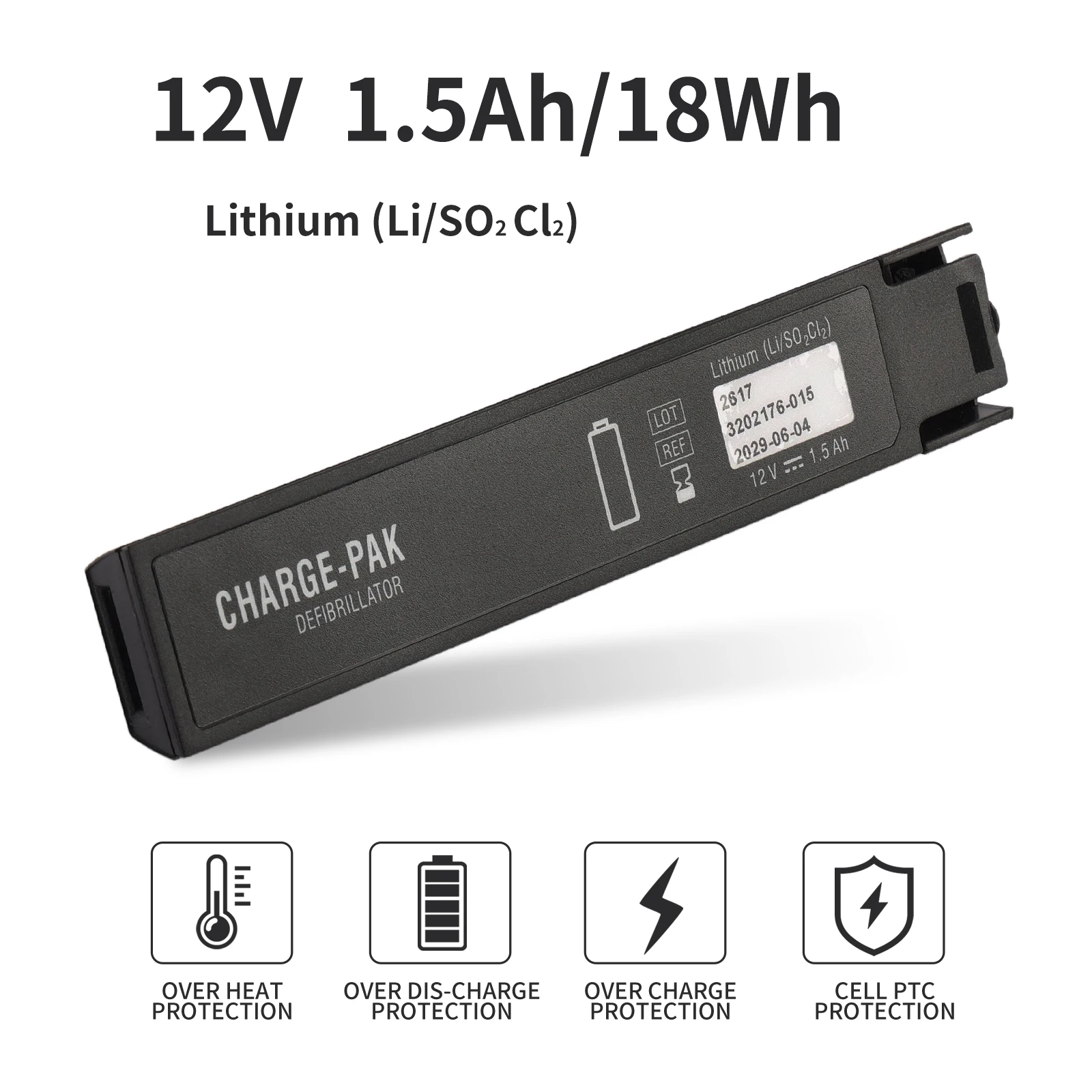 LUSONBAY REF 3202176-015 3202176-009 Replacement Battery For Physio-Control LIFEPAK CR Plus AED Defibrillator 12V 1.5Ah 18Wh