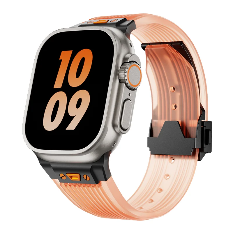 Silicone Transparent Strap for Apple Watch Ultra 2 49mm Series 9 8 7 45mm 44mm Rubber Band for IWatch 6 5 4 3 Se 44mm Bracelet