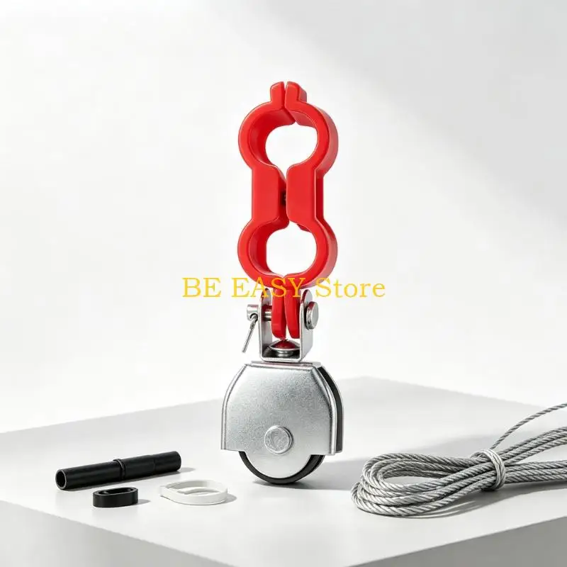 E28F Cable Routing Pulley Wheel Set with 6 Bearing Rollers, Metal and Plastic Construction for Guiding Hanging Cable