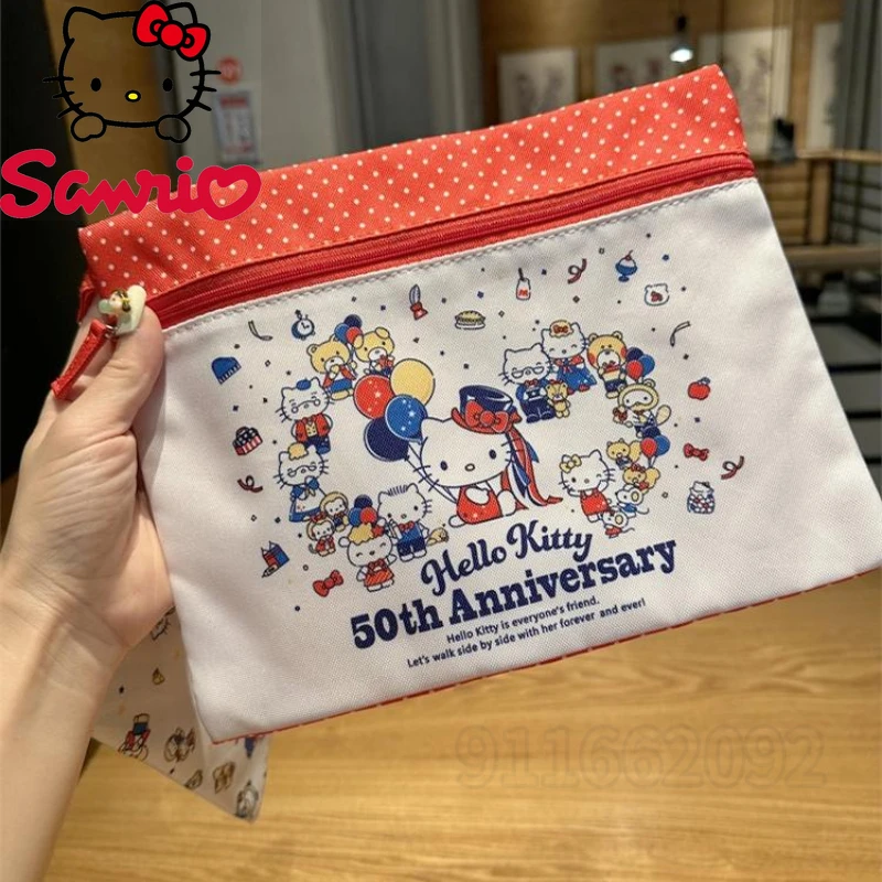 MINISO Hello Kitty New 3-piece Coin Purse Cartoon Cute Women's Coin Purse Fashionable Portable Cosmetic Bag with Large Capacity