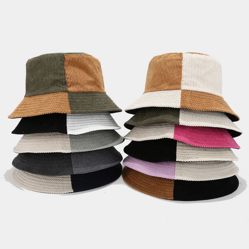 

GEMVIE Панама унисекс, уличная повседневная лоскутная вельветовая рыбацкая шляпа для женщин и мужчин