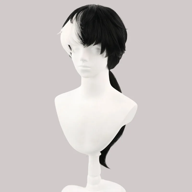 Game Ace Attorney Simon Blackquill Cosplay Wig Black White Long Synthetic Hair For Women Men Halloween Costume Party Carnival - view 3