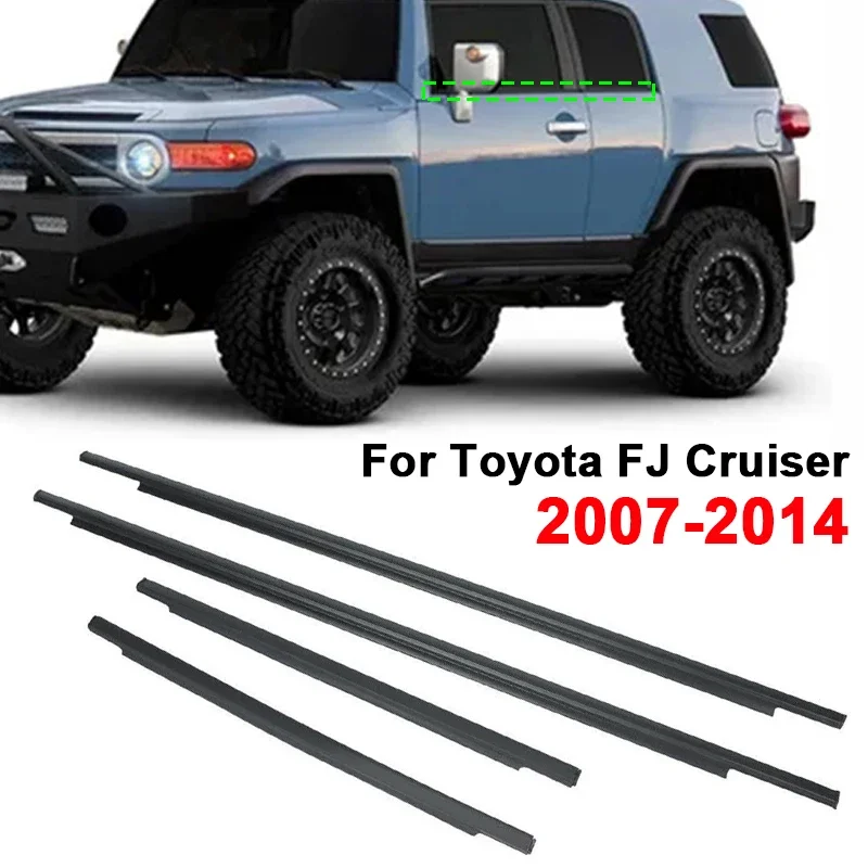 Moldura de sello de ventana de vidrio para puerta de coche, 4 piezas, para Toyota FJ Cruiser 2007-2014