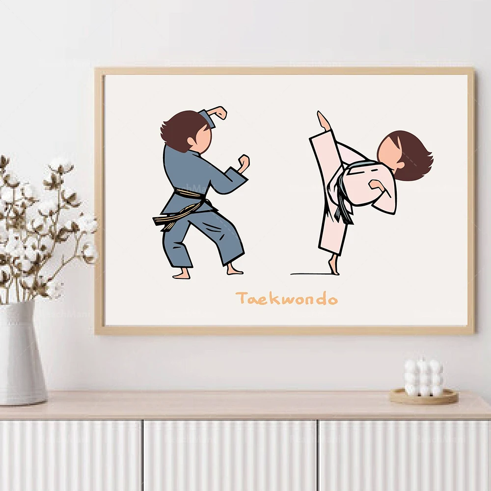 taekwondo art print, martial arts, kids taekwondo martial arts room wall decoration, karate art poster, taekwondo gift