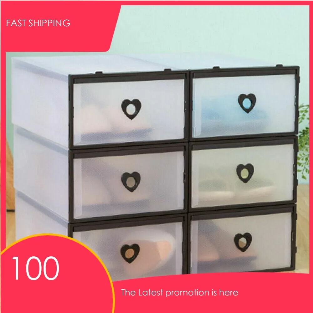 

24Pcs Translucent Shoe Box Stackable Free Standing Shoe Box Plastic Drawer Storage Organizer Moisture-proof Modern Design