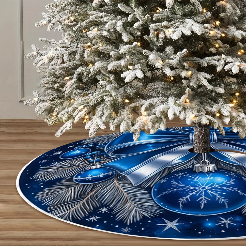 VIKAMA 2025 تنورة شجرة عيد الميلاد، تصميم السماء المرصعة بالنجوم ورجل الثلج، ديكور عطلة داخلي/خارجي لعيد الميلاد والهالوين