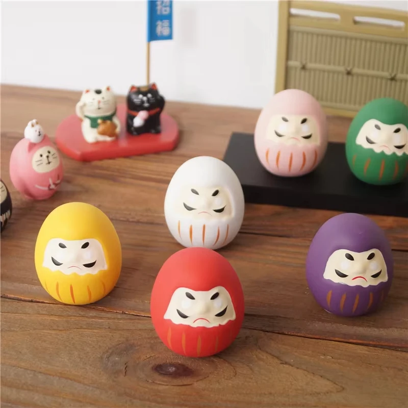 مجموعة من 8 قطع من داروما اليابانية الصغيرة، تماثيل فنغشوي داروماس من السيراميك، سحر محظوظ، زخرفة زن، ديكور منزلي على الطاولة #4