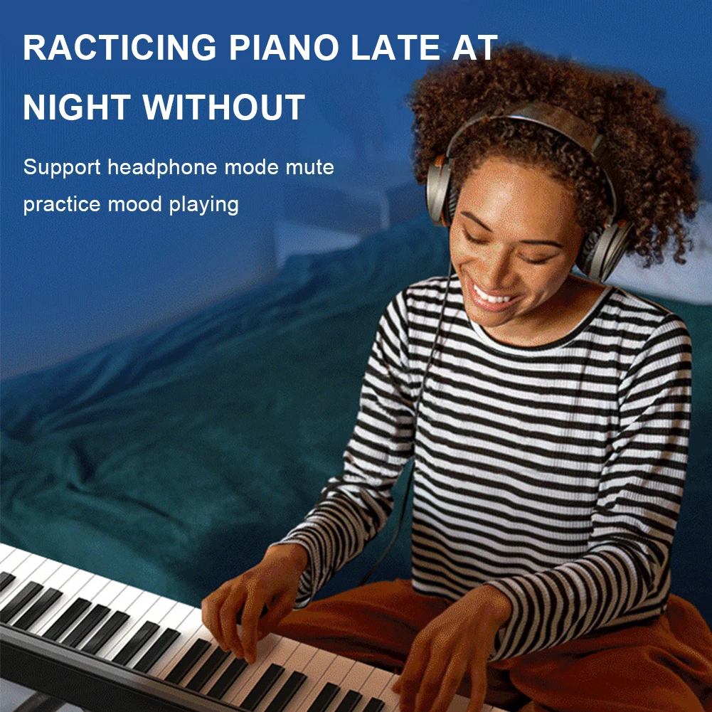لوحة مفاتيح بيانو قابلة للطي مكونة من 88 مفتاحًا مع بيانو رقمي BT MIDI مع دواسة حامل الموسيقى الورقية وحقيبة البيانو البيانو الإلكترونية القابلة للطي