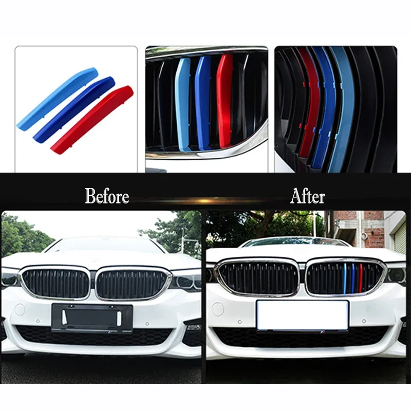 3Pcs Front Grille Trim Strips Car Racing Grille Strip Trim Clip For BMW E46 F30 E90 3 Series Car Grille Decoration Accessories