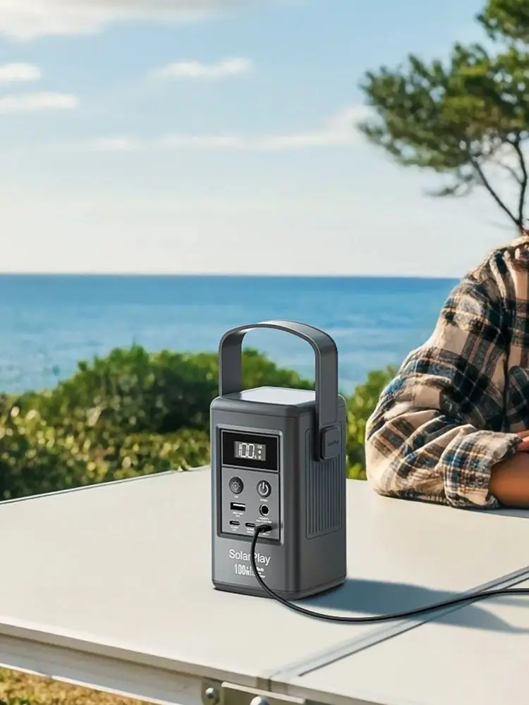 SOLARPLAY Q100 Tragbare Powerstation 25000mAh Powerbank Outdoor Solargenerator 100W USB-C Ausgang für Camping und Reisen