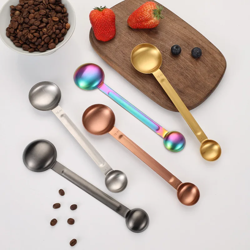 Hot Selling Dual Head Stainless Steel Milk Powder Coffee Measuring Spoon Creative Multifunctional Household Metal Kitchen Tool