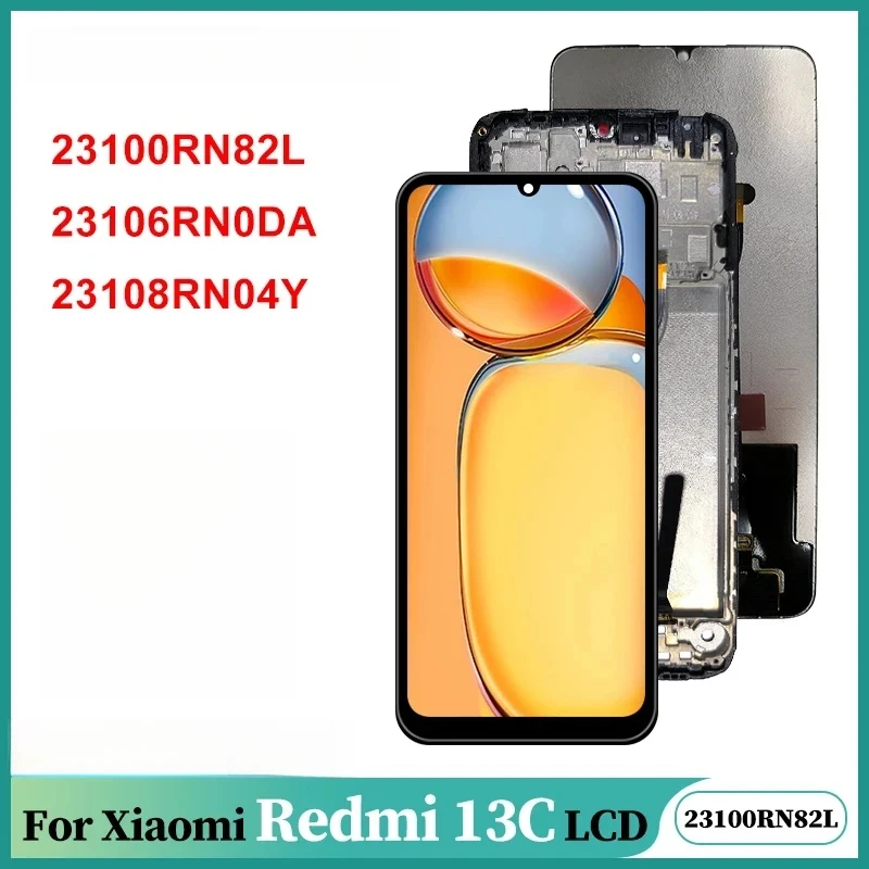 

6,74 "дисплей для Redmi 13C, ЖК-дисплей с сенсорным экраном и дигитайзером для 23100RN82L, ЖК-дисплей с рамкой для 23106RN0DA, замена сборки