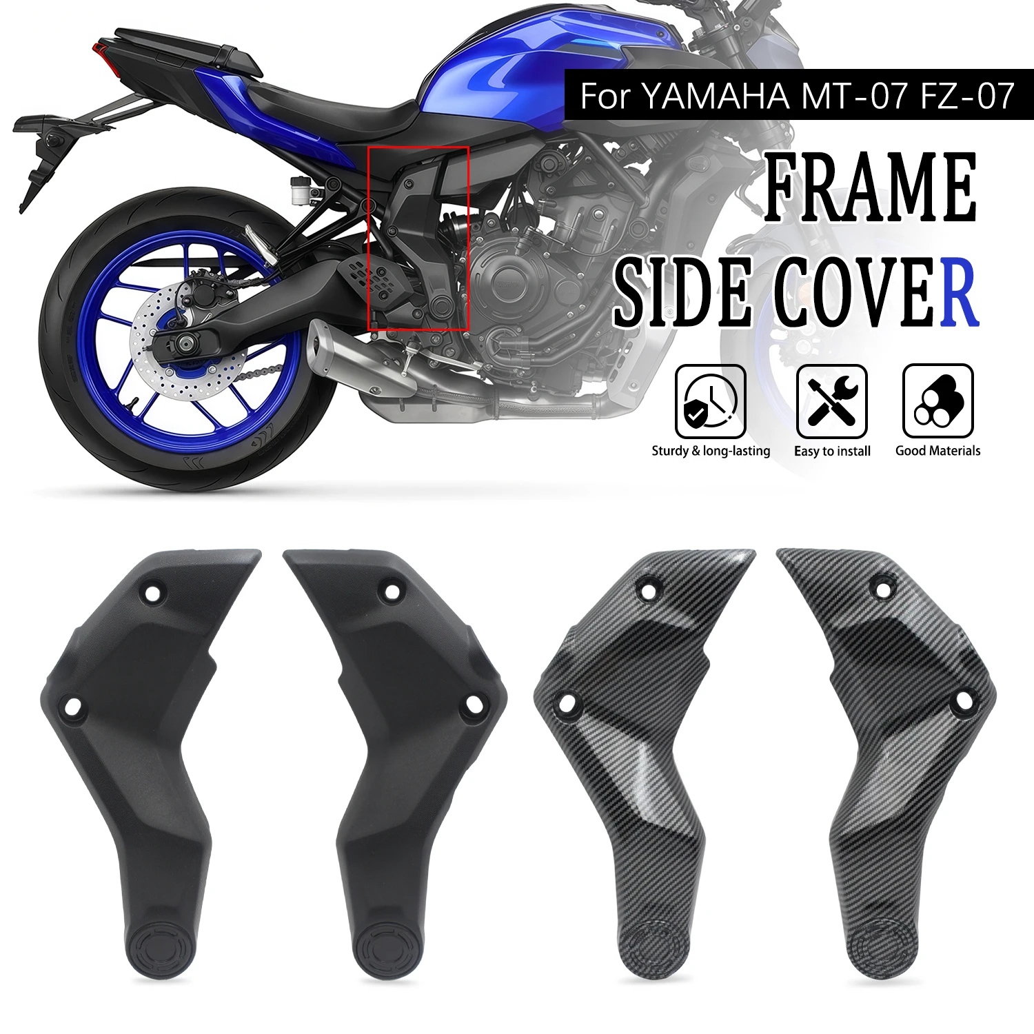 Motorcycle Frame Body Side Fairing Panel Left Right Frame Side Guard Cover Set For Yamaha MT07 FZ07 FZ-07 MT-07 2025