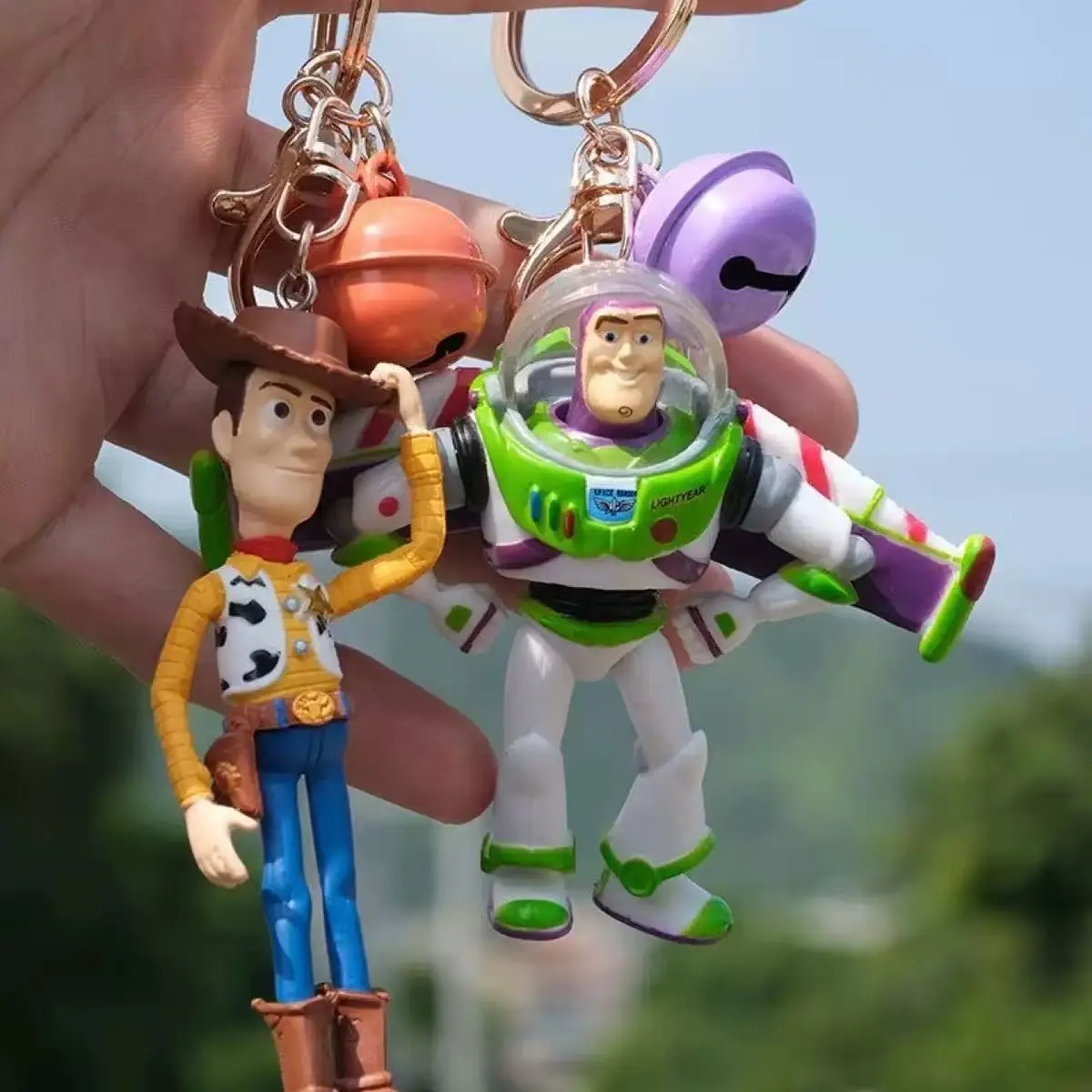 Toy Story 5 Buzz Lightyear & Woody Bell Keychain Cute Cartoon Figure Backpack Charm Pendant Bag Accessory Decor Creative Gift