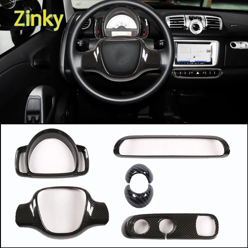 

ABS Plastic Set Gear Shift Knob Panel Frame Trim Steering wheel panel frame Fit for Mercedes-Benz Smart 451 Fortwo 2009-2015 LHD