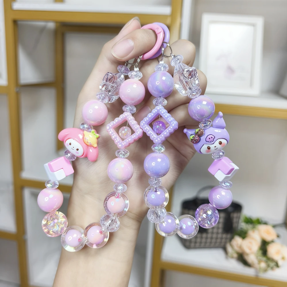 

Cute Sanrio Beaded Phone Chain, Creativity Hello Kitty Bag Charm, Car Animated Keychain,Fashion Accessories, Girl Gift.