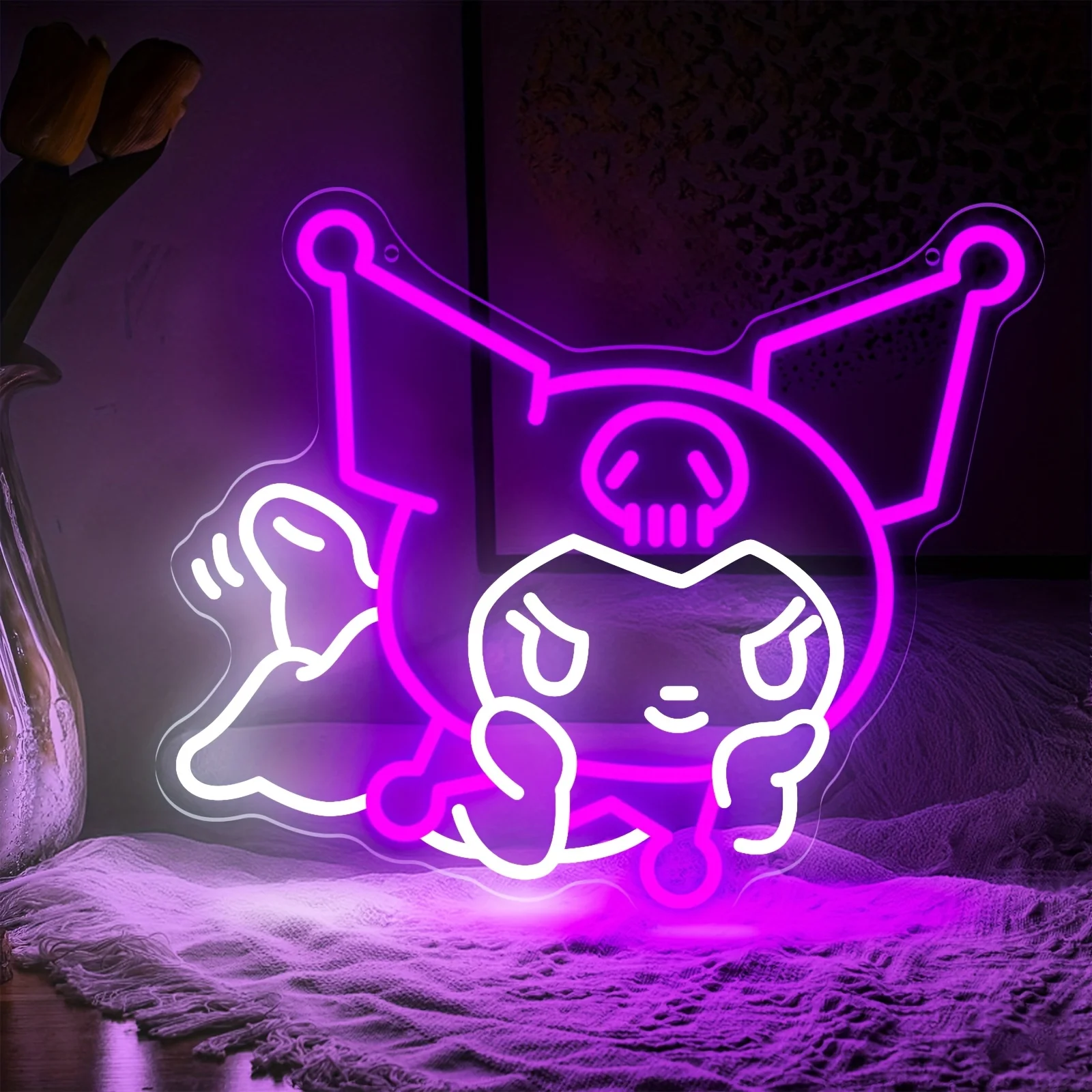 

Sanrio Kuromi LED Neon Light Sign Purple USB Power Dimmable Neon Sign for Girls Room Kawaii Bedroom Home Wall Decor Light Gifts